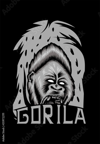 Gorila mascot logo design illustration, sign isolated template dark sport design
