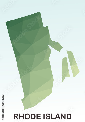 Rhode Island States Map, Polygonal Geometric,Green Low Poly Styles, Vector Illustration eps 10, Modern Design, High Detailed