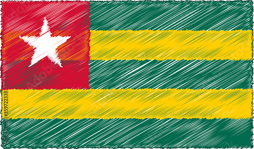 Vector Illustration of Sketch Style Togo Flag