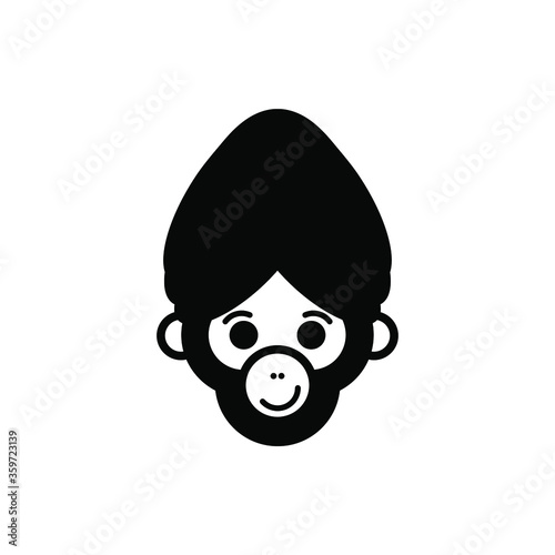 Monkey macaque animal turban logo icon sign Cartoon funny design The sacred animal of India Fashion print for clothes apparel greeting invitation card picture banner badge poster flyer websites Vector
