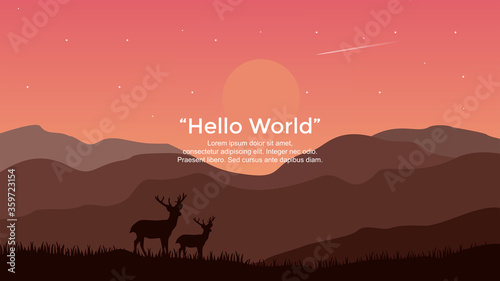 Premium vector banners with polygonal landscape illustration background