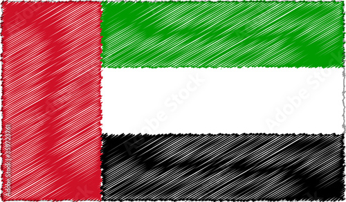 Vector Illustration of Sketch Style United Arab Emirates Flag