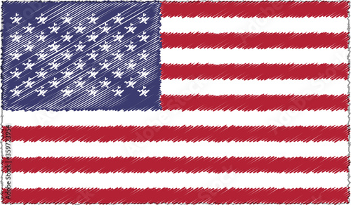Vector Illustration of Sketch Style United States Flag