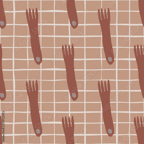 Creative geometric fork seamless pattern on vintage background. Kitchen textiles wallpaper.