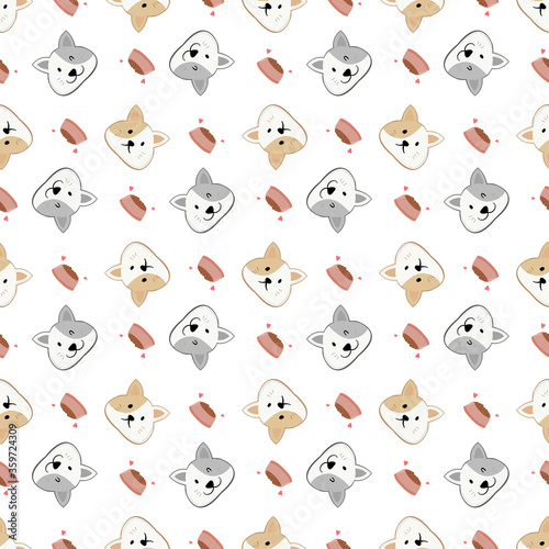 Seamless cute cat cartoon, cat pattern template for textile or background