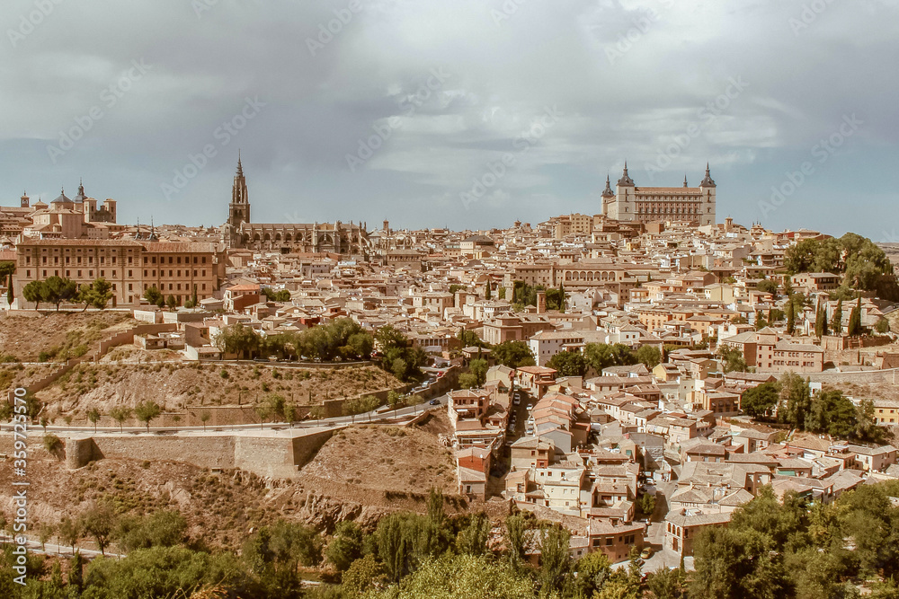Toledo medieval city panoramic view, Spain