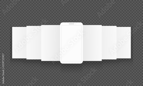 Modern mobile phone mockup with blank app screens. Vector on isolated background. Eps 10.