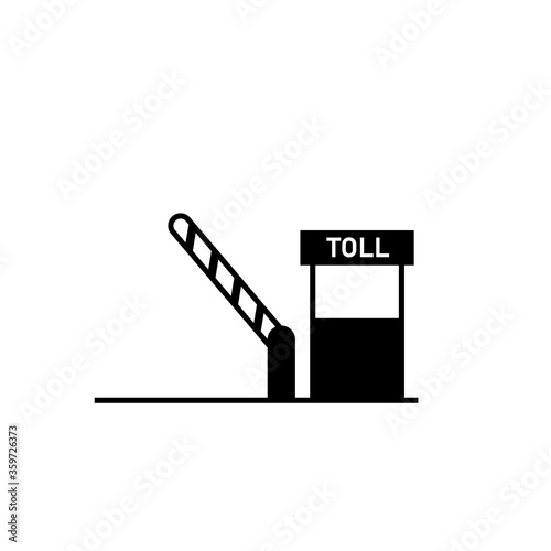 Toll booth with barrier silhouette icon. Clipart image isolated on white background