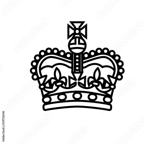 UK queen crown outline icon. Clipart image isolated on white background