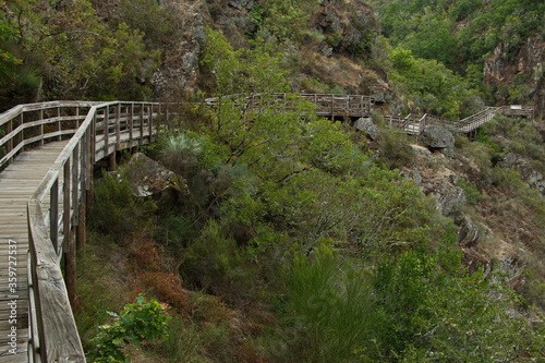 Hiking track in Canyon of Rio Mao in Ribeira Sacra in Galicia,Spain,Europe 