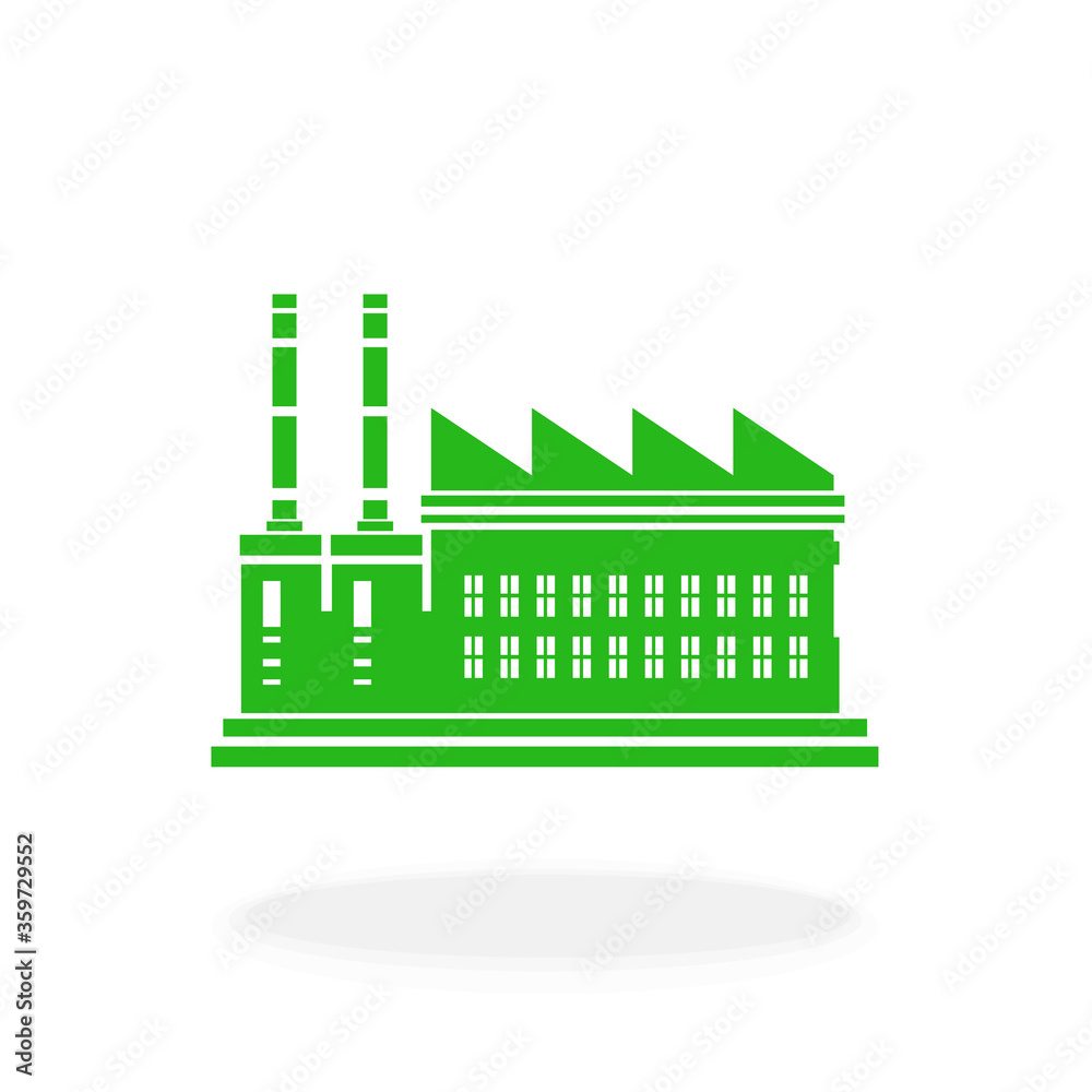Obraz premium Green Eco Factory No pollution Environment - Icon Sign Symbol Vector Illustration 