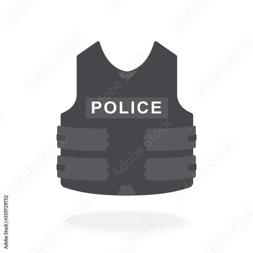 Police Bullet Proof Vest Sign Vector illustration Black silhouette Icon