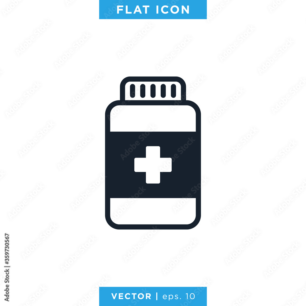 Medicine Bottle Icon Vector Design Template. Prescription Drug Bottle Sign or Symbol. Medicine Bottle Icon Vector Design Template. Prescription Drug Bottle Sign or Symbol.