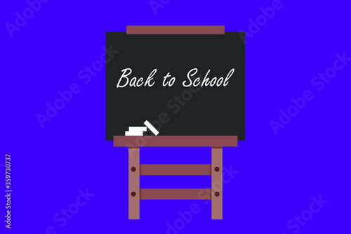 back to school text on blackboard vector illustration in flat style design.Isolated on background.