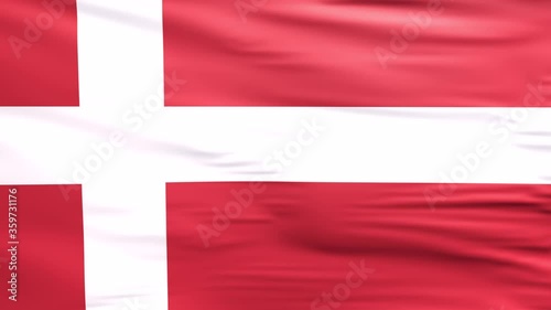 Waving flag. National flag of Denmark. Realistic 3D animation photo