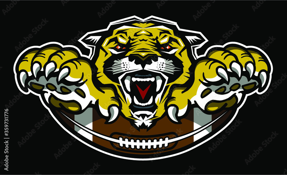 cougars football team design with mascot and half ball for school, college or league cougars football team design with mascot and half ball for school, college or league