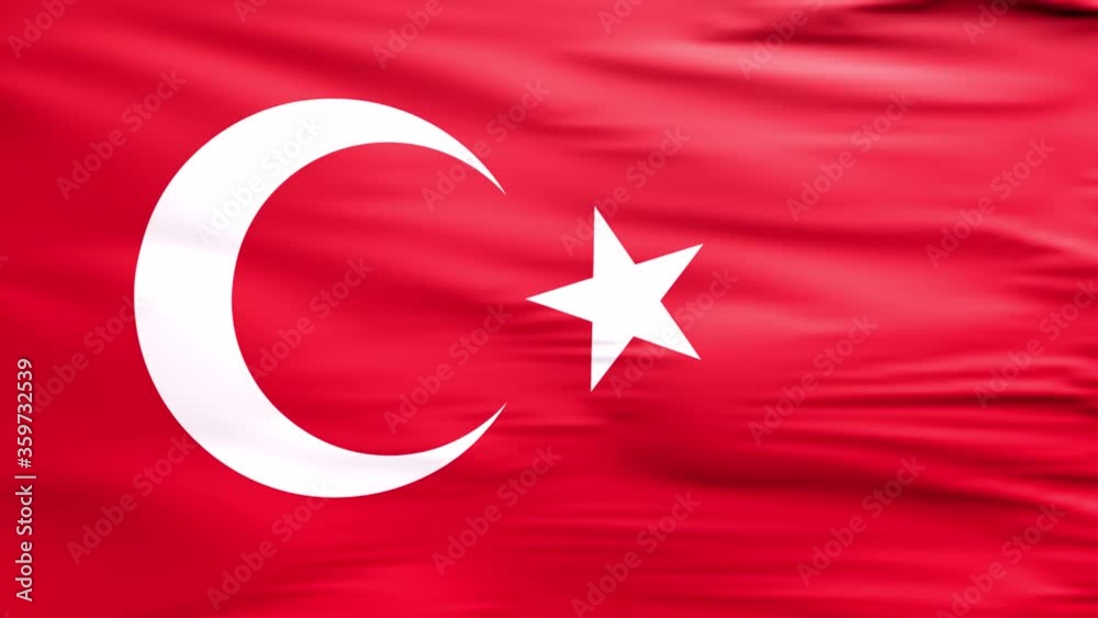 Waving flag. National flag of Turkey. Realistic 3D animation Waving flag. National flag of Turkey. Realistic 3D animation