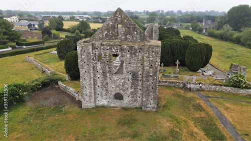 Aerial view of medieval ruins of the cathedral of St. Peter and Paul. Trim. county Meath. Ireland