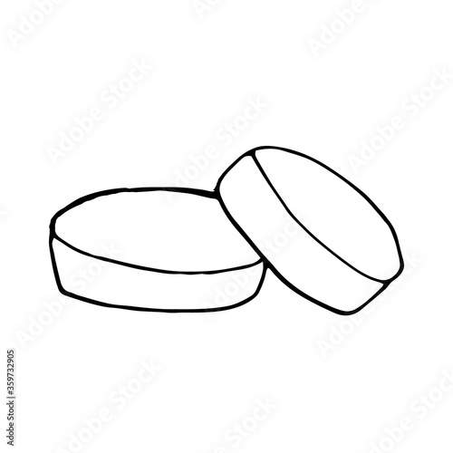 pills hand drawn in doodle style. single element for design. pharmacy medicine