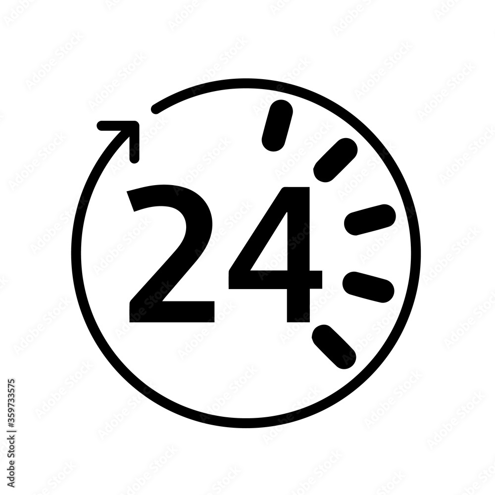 24 hours service line icon, outline vector sign, linear pictogram isolated on white. logo illustration 24 hours service line icon, outline vector sign, linear pictogram isolated on white. logo illustration