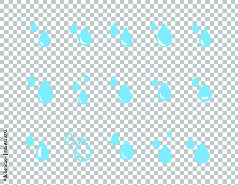 Fototapeta premium Set of Water droplets icon. Symbol sign, logo template, vector, eps 10. Design illustration. EPS 10