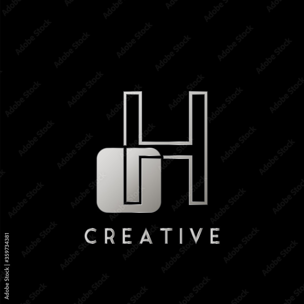 Overlap Outline Logo Letter H Technology with Rounded Square Shape Vector Design. Overlap Outline Logo Letter H Technology with Rounded Square Shape Vector Design.