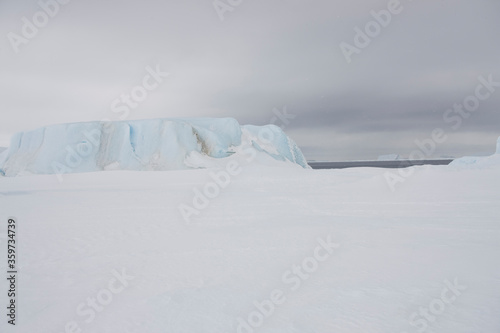 Antarctica landscape on a cloudy winter day
