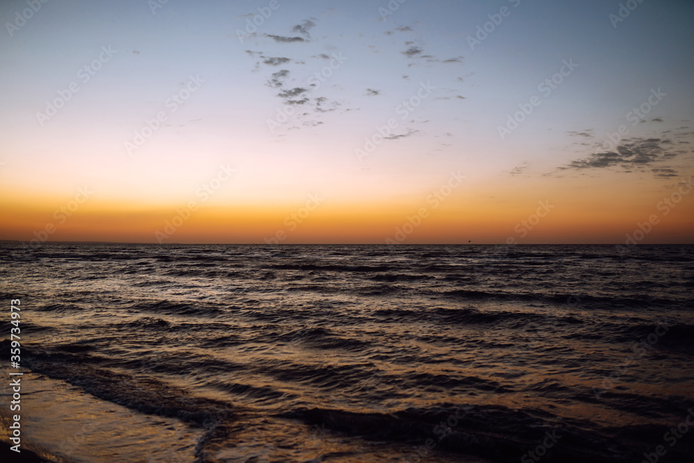 The sea on beautiful sunset, seascape.