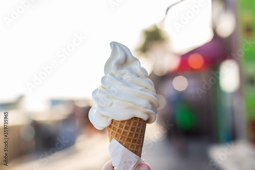 vanilla ice cream waffle cone in johns pass in tampa st pete area