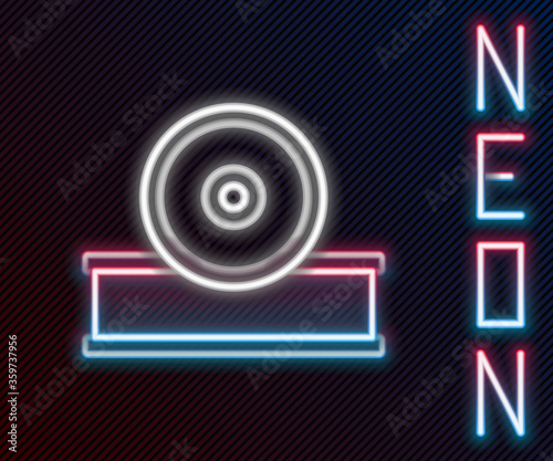 Glowing neon line Otolaryngological head reflector icon isolated on black background. Equipment for inspection the patient's ear, throat and nose. Colorful outline concept. Vector Illustration