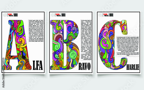 Colorful Abstract Background Alphabet Set with Dummy Text for Web Design.