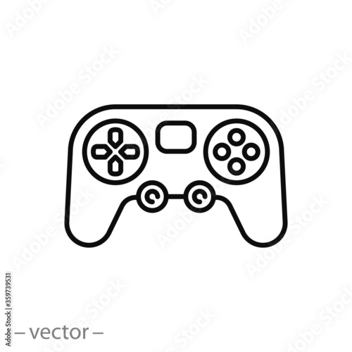 game joystick icon, controller console, play gamepad, thin line symbol on a white background - editable stroke vector illustration eps10
