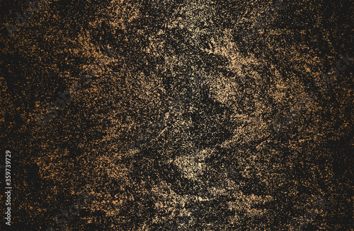 Distressed overlay texture of golden fabric. Textile with eastern floral ornament, leaves and flowers. grunge background. abstract vector illustration.
