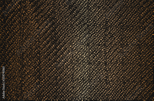 Distressed overlay texture of golden weaving fabric, ornamental knitted sweater, plait, jersey, pullover. grunge background.