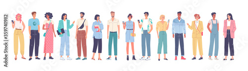 Different young people cartoon characters vector illustration