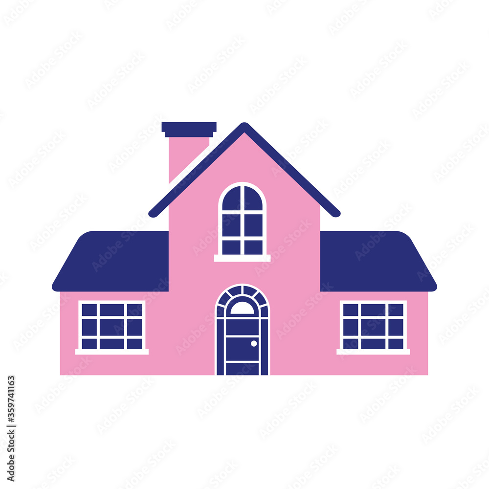 Isolated house with windows and door vector design