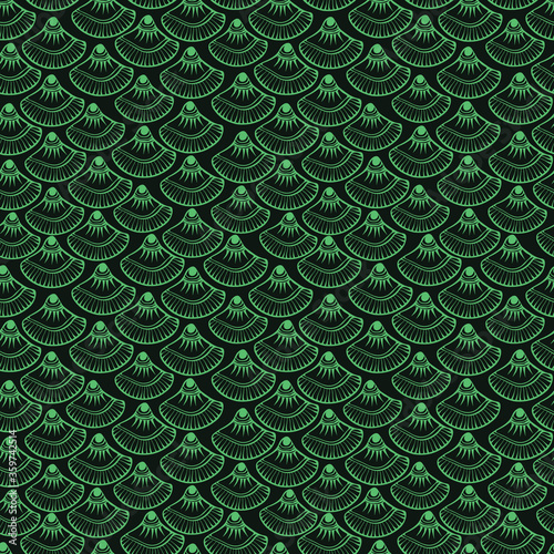 seamless vector pattern with a decorative pattern of fish scales in green tones