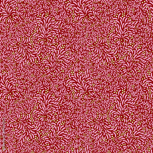 seamless vector pattern with flower petals and berries, a beautiful ornament designed for textiles, fabrics and wallpapers
