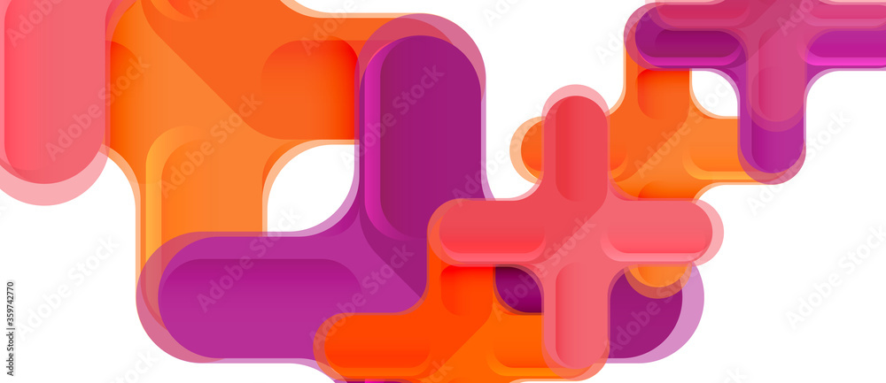 Glossy multicolored plastic style cross composition, x shape design, techno geometric modern abstract background. Trendy abstract layout template