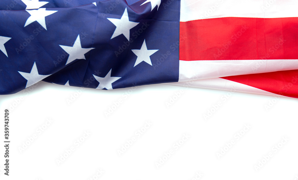 Fototapeta premium USA flag isolated on white background, can be use for Memorial Day, Labour Day, 4th of July etc