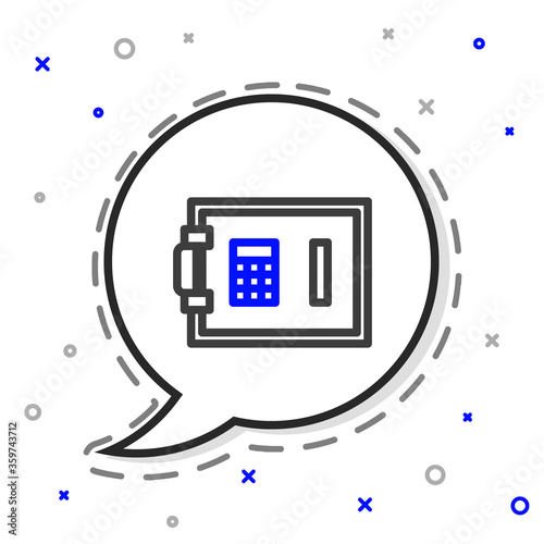 Line Safe icon isolated on white background. The door safe a bank vault with a combination lock. Reliable Data Protection. Colorful outline concept. Vector Illustration