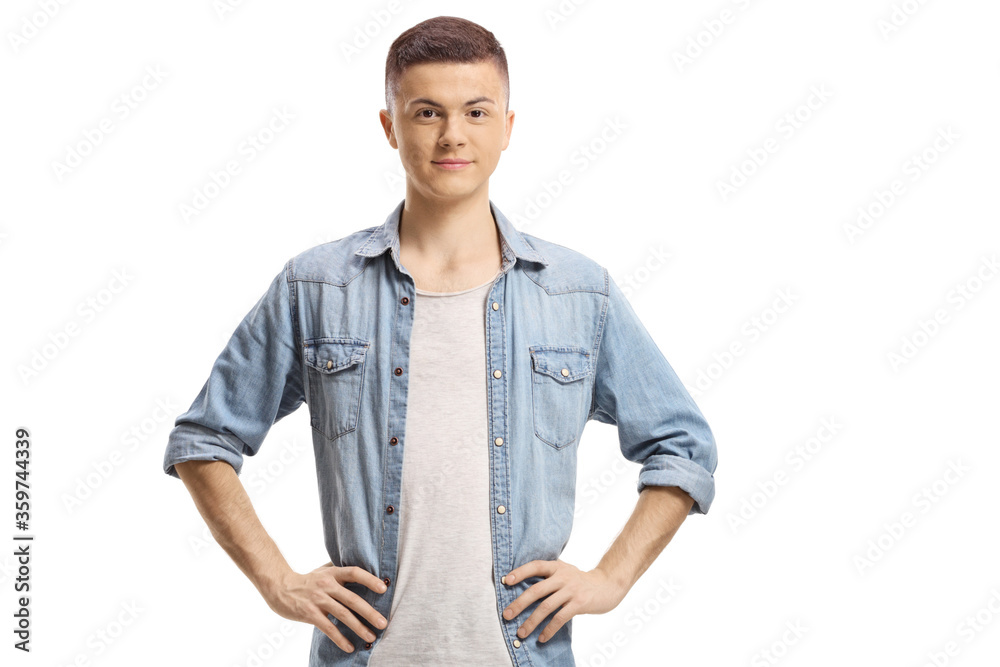 Fototapeta premium Guy in denim shirt posing