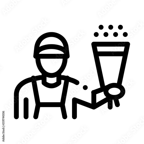 flower shop courier delivery icon vector. flower shop courier delivery sign. isolated contour symbol illustration