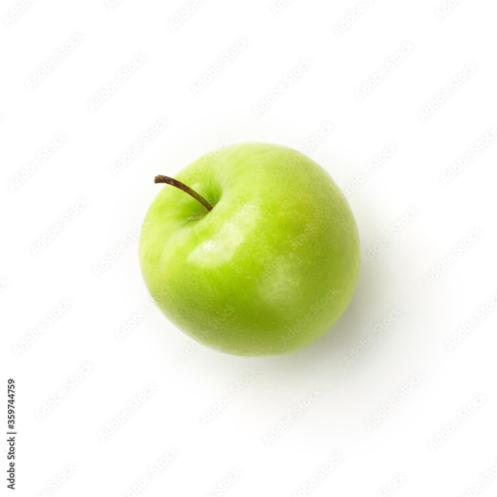 Fresh green apple isolated on white background. Green Fruits, top view, flat lay Fresh green apple isolated on white background. Green Fruits, top view, flat lay