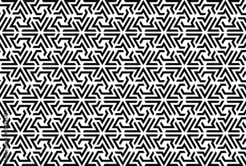 Triangle maze, labyrinth patter, black and white mosaic pattern, wrapping, textile, wallpaper, web, background