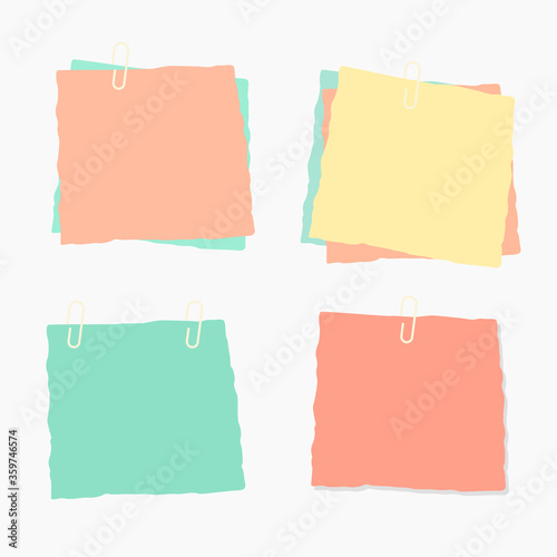 Paper sticker set flat note isolated vector illustration. Sticky blank reminder sheet collection.