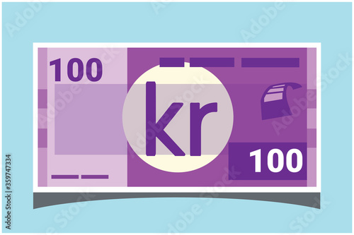 100 Swedish Krona banknotes paper money vector icon logo illustration and design. Sweden business, payment and finance element. EPS 10 Vector illustration. Can be used for web, mobile, infographic