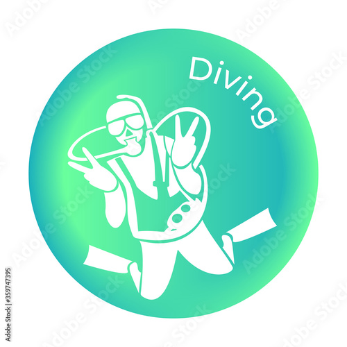 Icon Diving from the Sea set. Vector illustration. Vector illustration