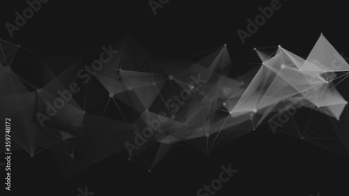 Abstract polygonal space low poly dark background with connecting dots and lines.