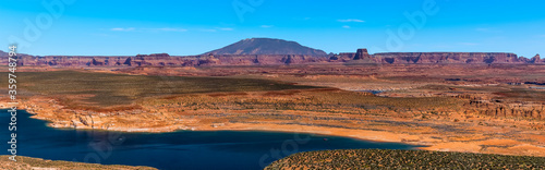 A panorama of Lake Powell and Tower Butte near to Page  Arizona